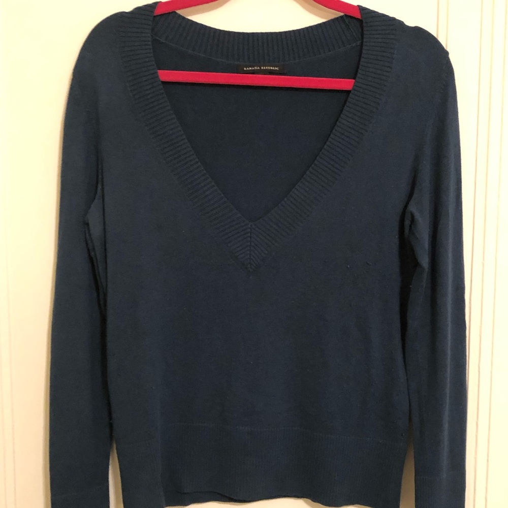 Dark Teal Banana Republic V-Neck Sweater